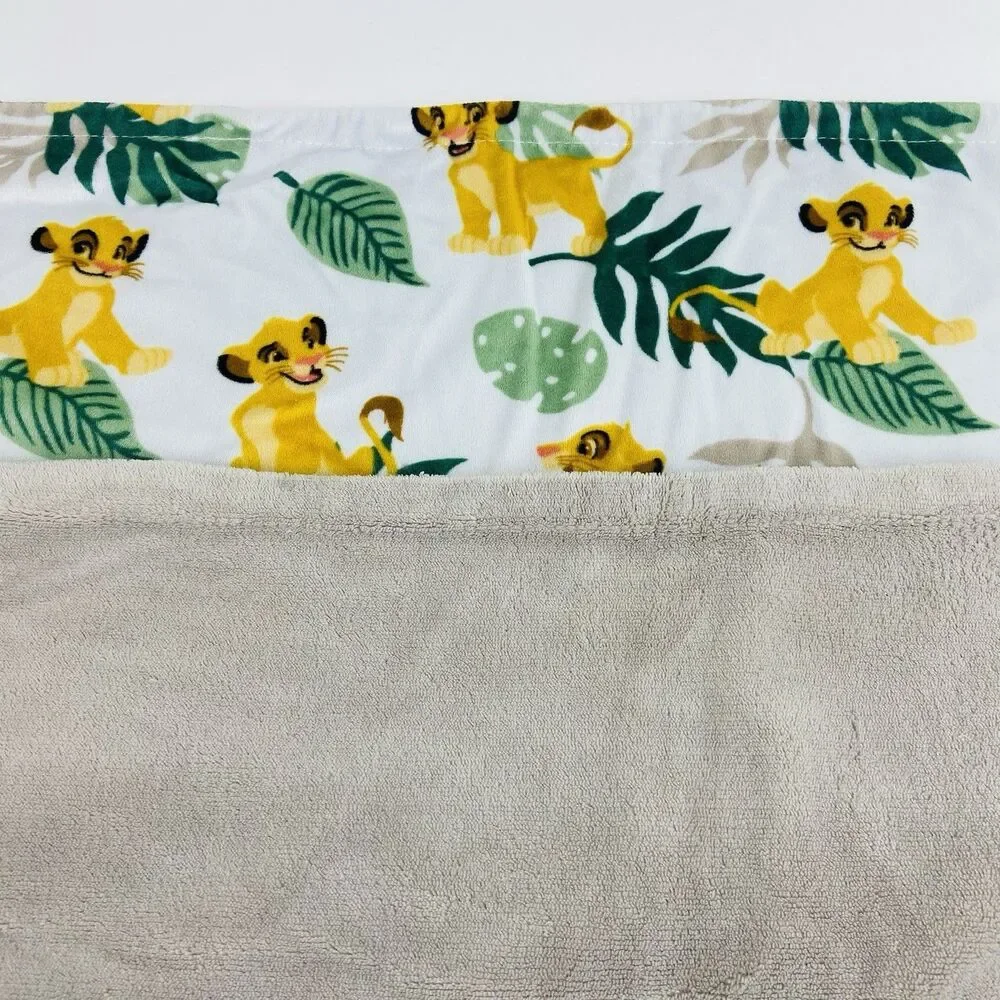 Disney Baby Lion King Simba Blanket Green Leaves Tan Back Jungle 30x40